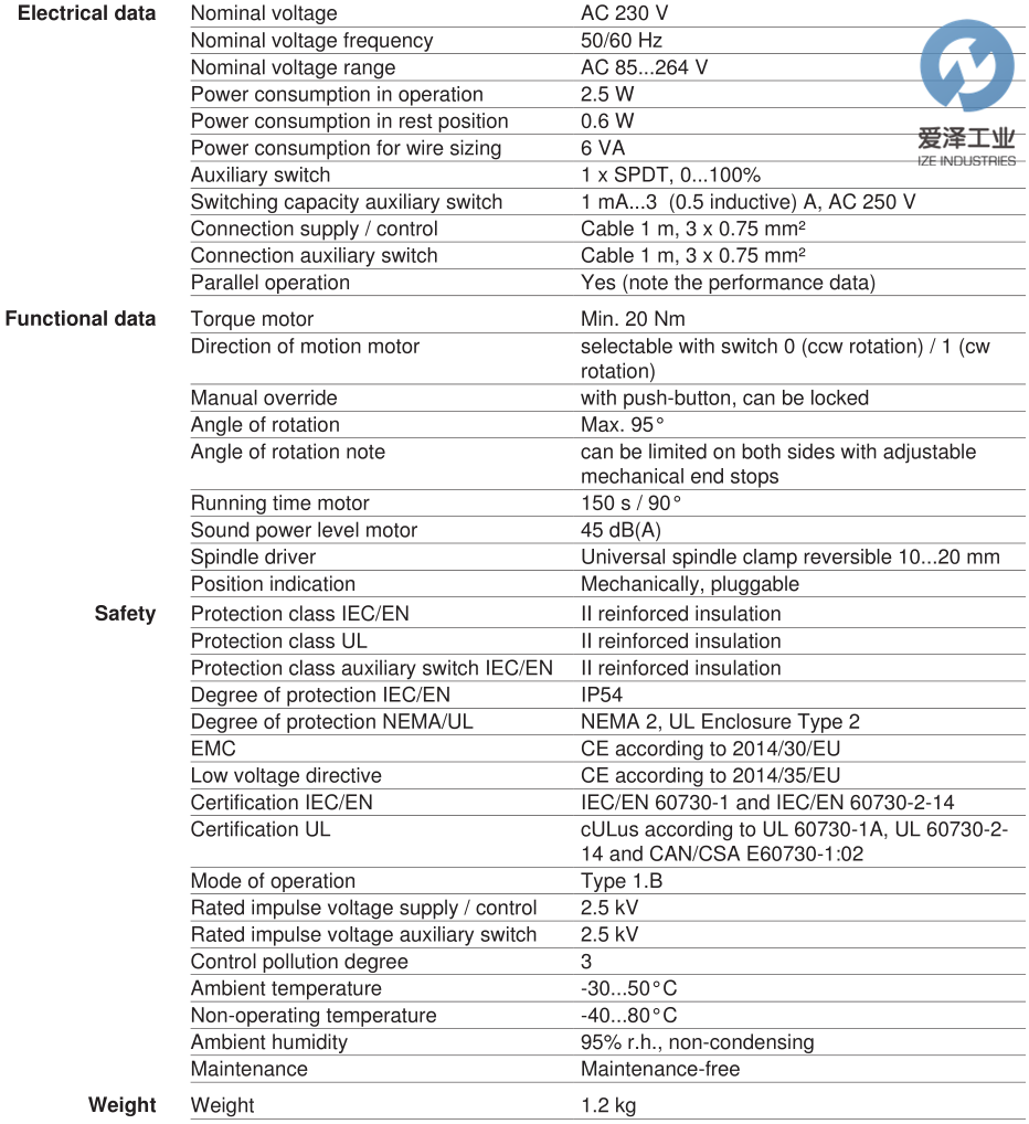 BELIMO風(fēng)閥執(zhí)行器SM230A-S 愛澤工業(yè)izeindustries (2).png